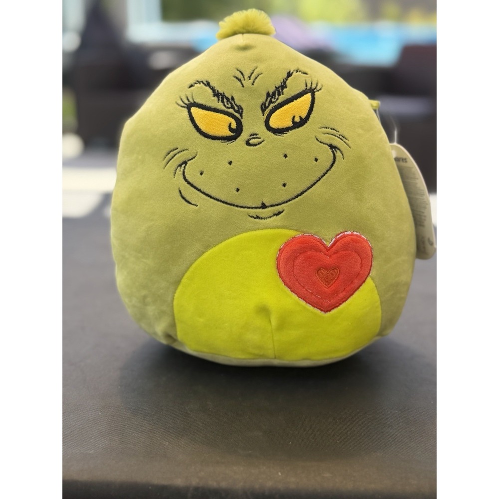 Squishmallows Grinch Stole Christmas Plush with Heart Kellytoy